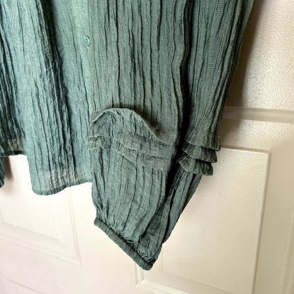 Loft Women´s Pleated Sleeve Rustic Bohemian Romance Blouse Size L - Picture 4 of 10